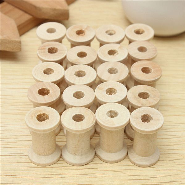 20Pcs-Vintage-Wooden-Sewing-Machine-Bobbins-Spools-Reels-1068056