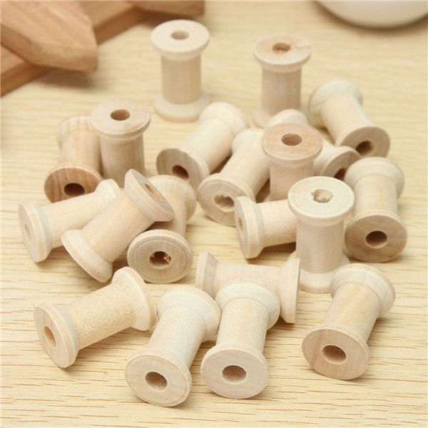 20Pcs-Vintage-Wooden-Sewing-Machine-Bobbins-Spools-Reels-1068056