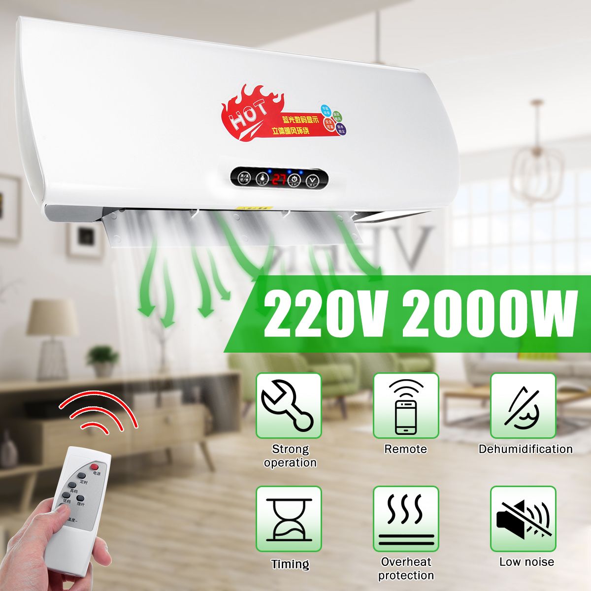 220V-2000W-Wall-Mounted-Electric-Heater-Air-Conditioning-Clothes-Dryer-Remote-With-Airer-1590507