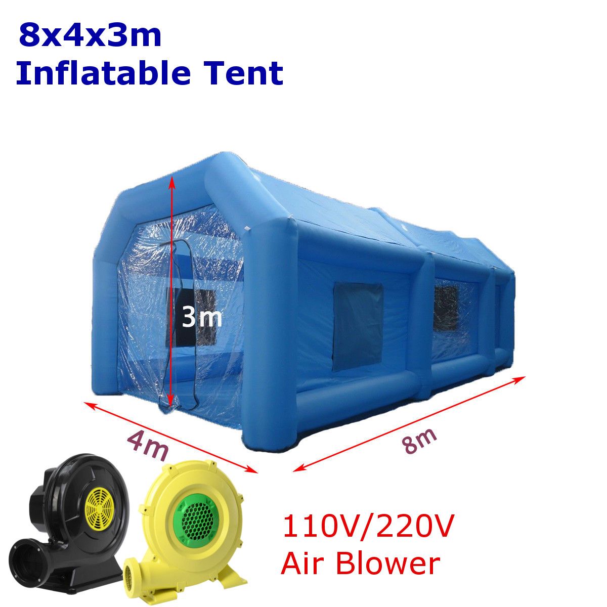 220V-Inflatable-Paint-Spray-Booth-Car-Workstation-Tent-with-Air-Blower--Repair-Kits-1406765