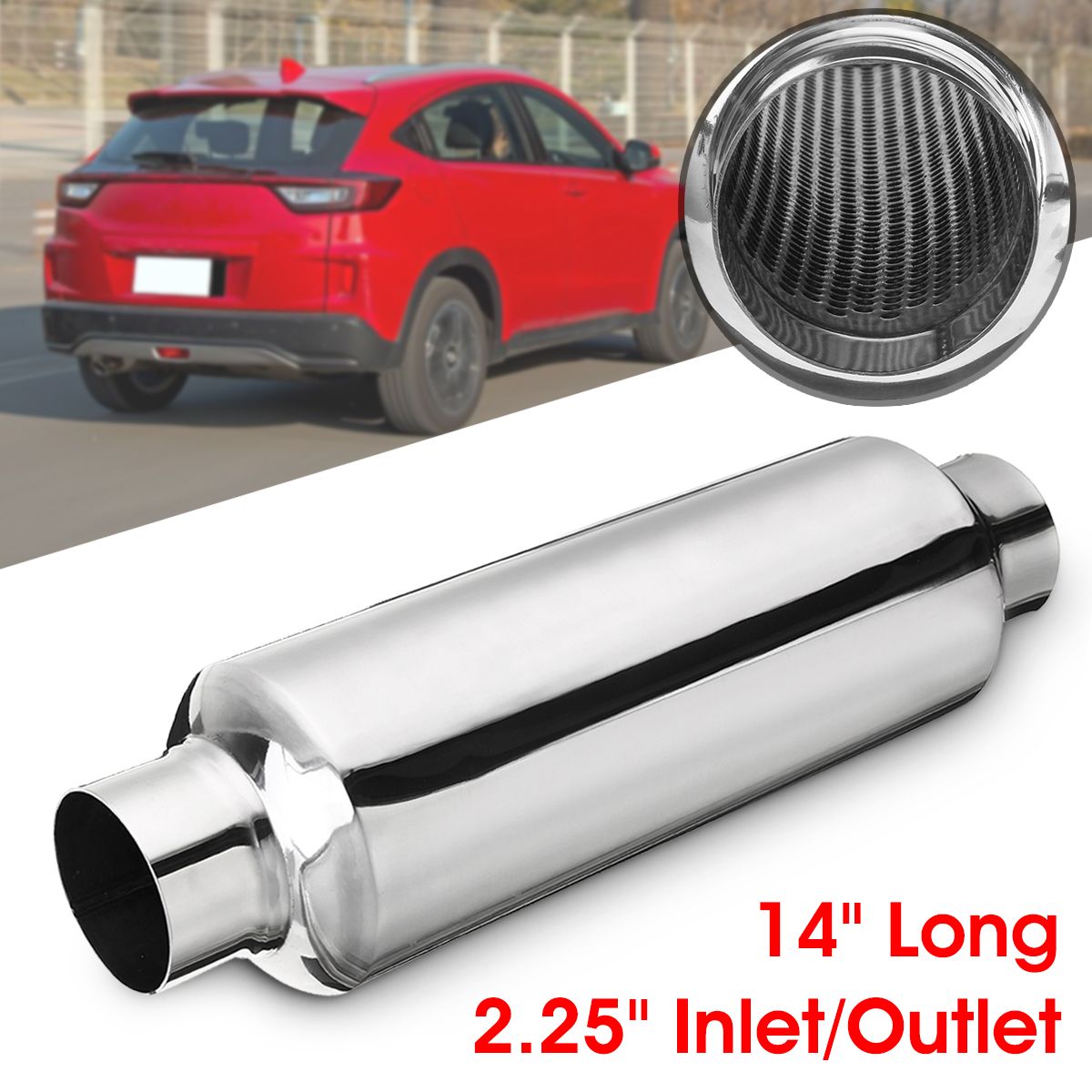 225quot-InletOutlet-Stainless-Steel-Universal-Exhaust-Turbine-Muffler-Resonator-1589052