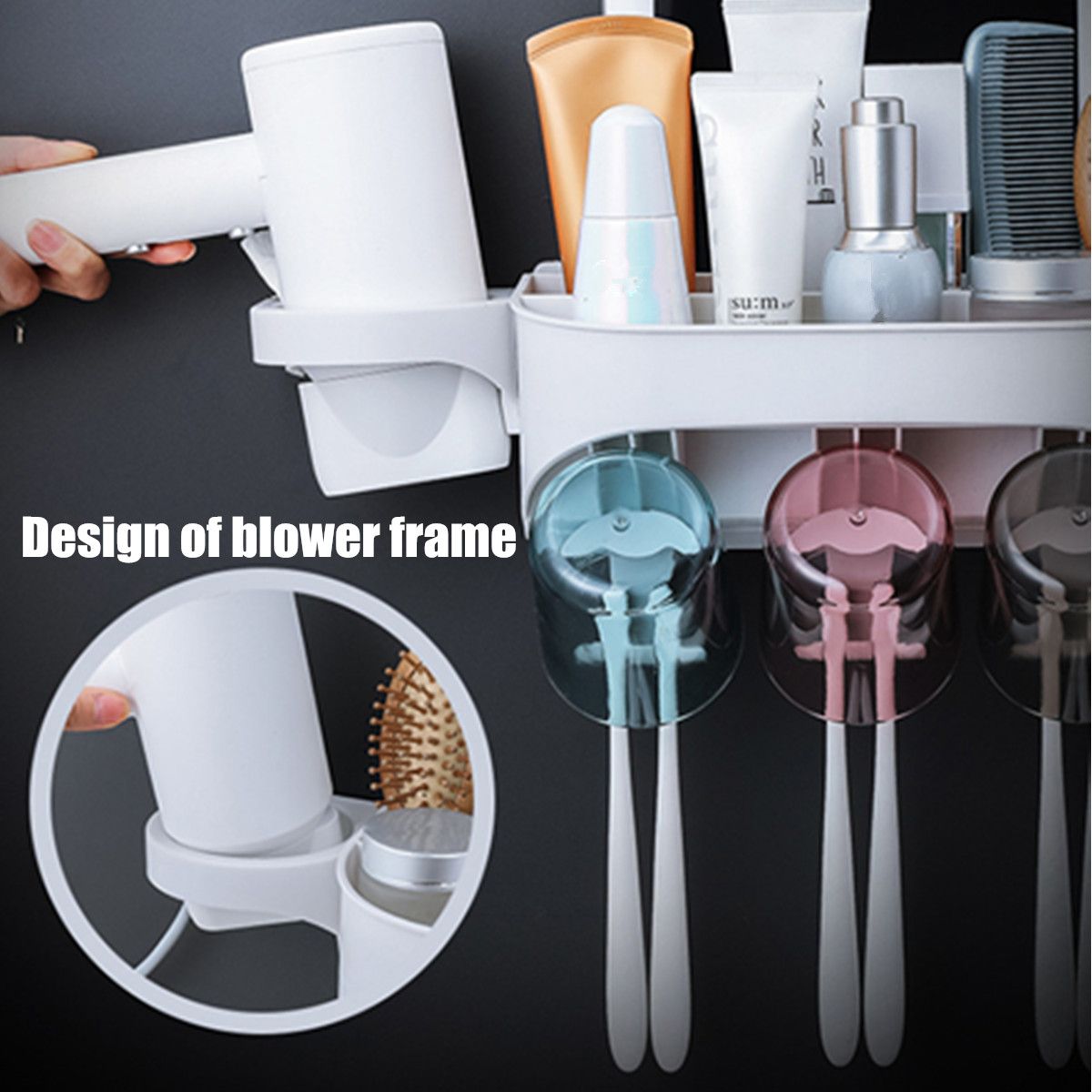 234-Cups-Automatic-Toothpaste-Toothbrush-Holder-Wall-Hanging-Hair-Dryer-Rack-1528060