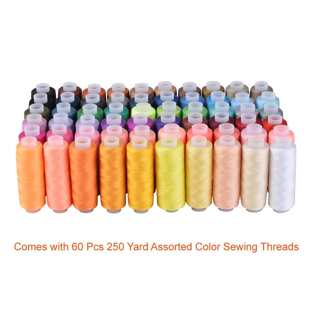 250-Yard-Spools-60-Colors-Polyester-Sewing-Thread-Reel-Machine-Hand-Cord-Tools-Set-1455189