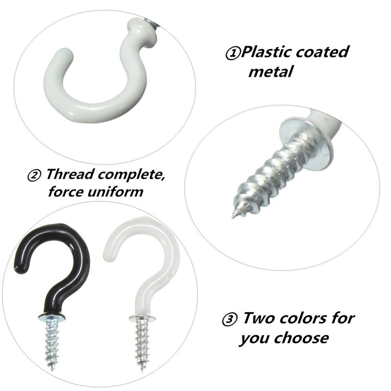 25pcs-30mm-Plastic-Cup-Hook-Wall-Question-Mark-Hook-Eyebolt-Screws-1040224