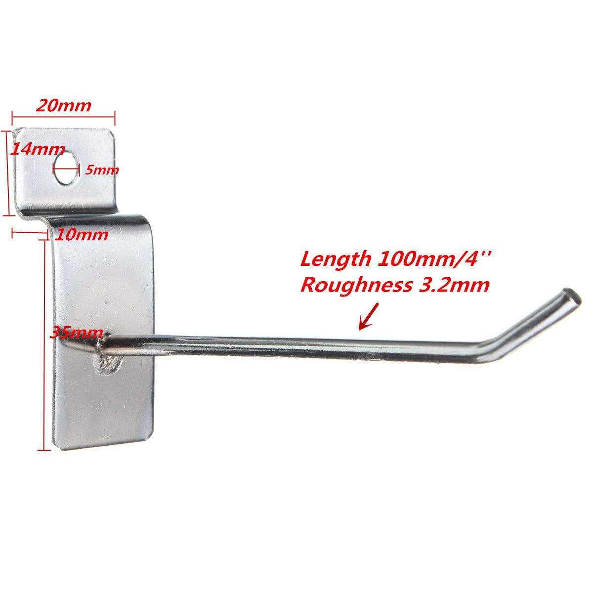 25pcs-Slatwall-Single-Hook-Pin-Shop-Display-Fitting-Prong-Hanger-100times32mm-1042035