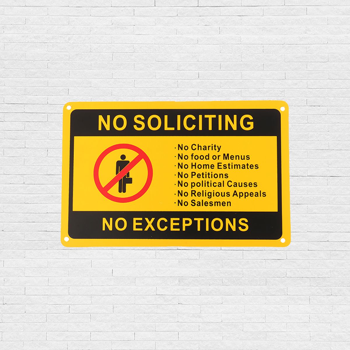 28x18cm-No-Soliciting-No-Exceptions-Front-Door-Sign-Security-Warning-Sticker-Waterproof-1386793