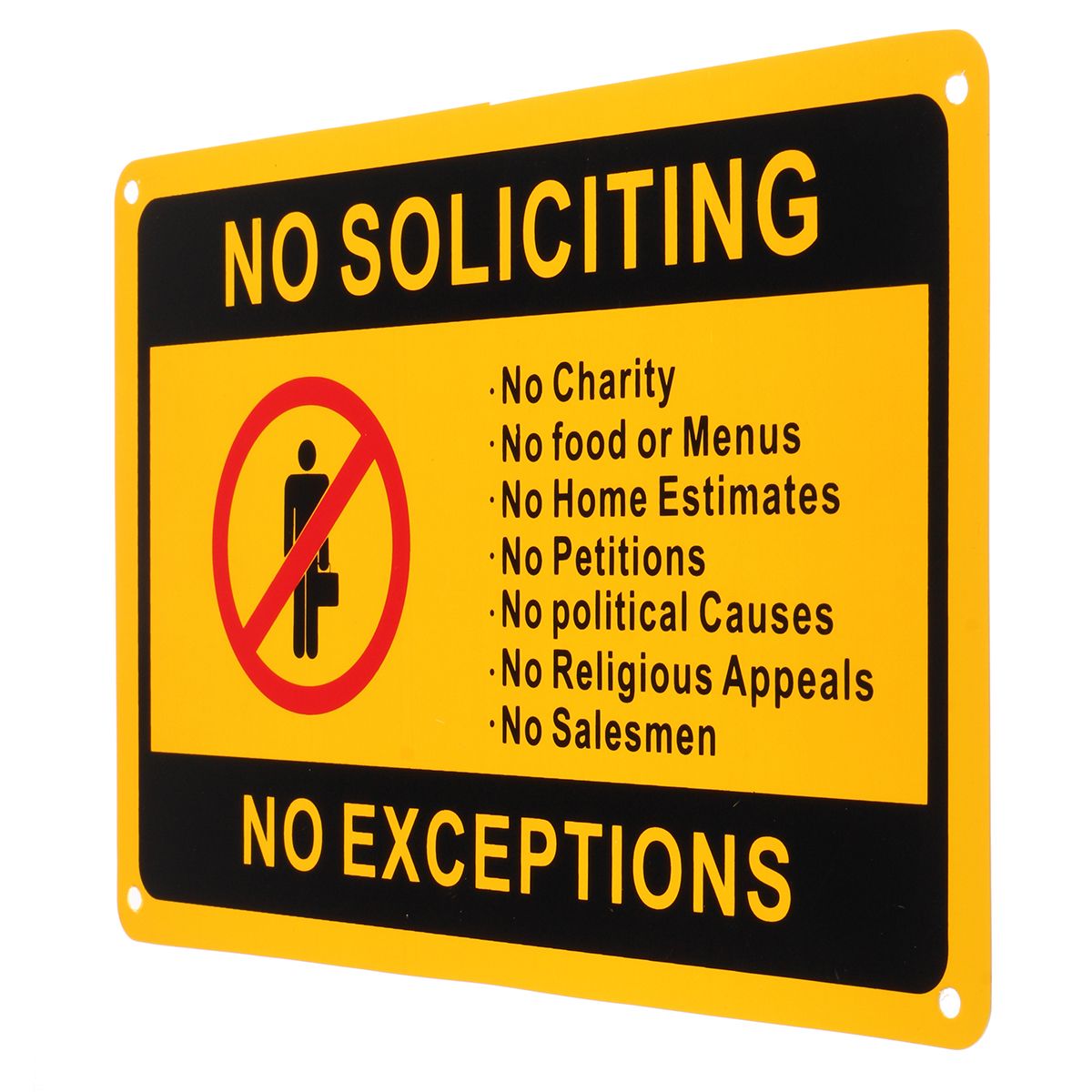 28x18cm-No-Soliciting-No-Exceptions-Front-Door-Sign-Security-Warning-Sticker-Waterproof-1386793