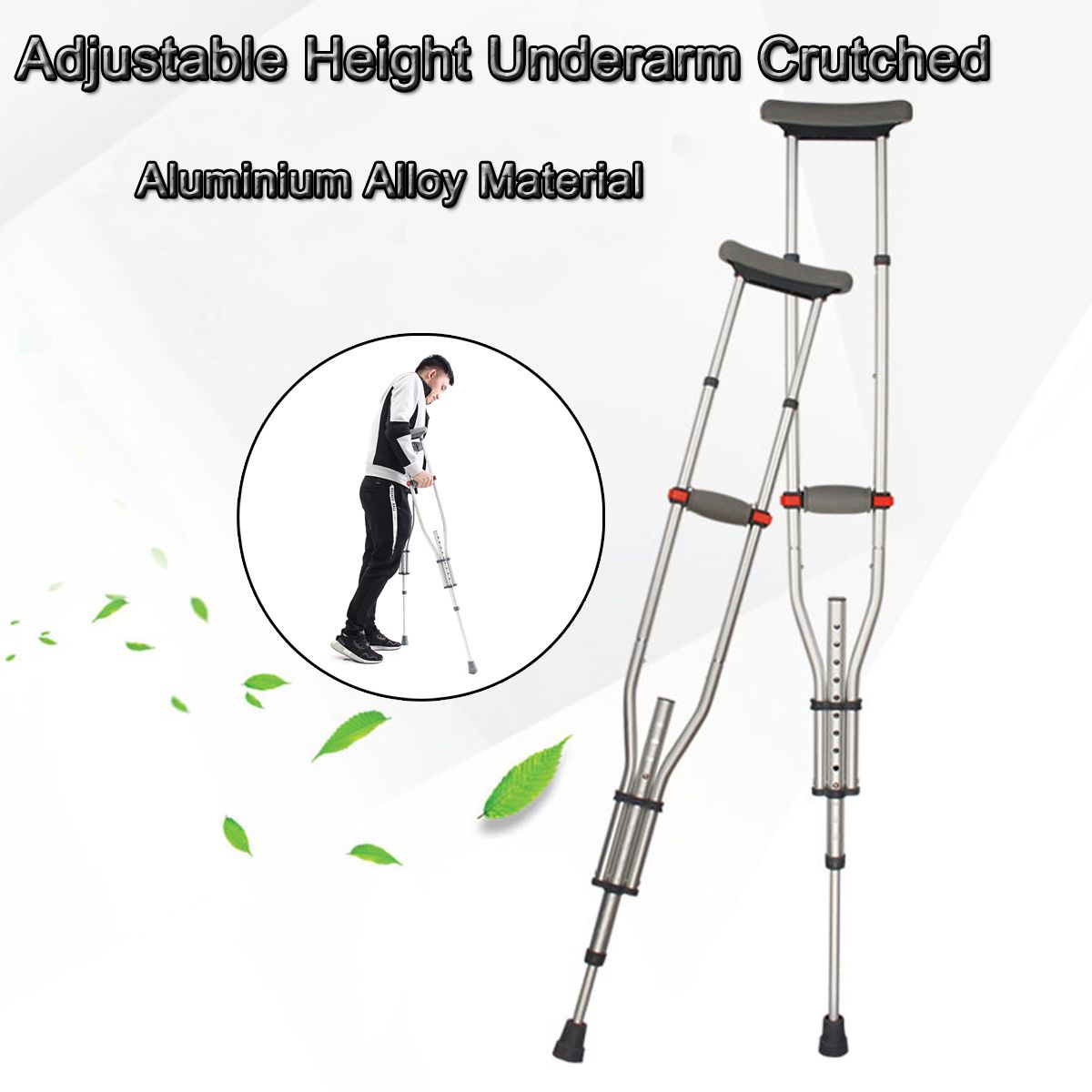 2Pcs-Adjustable-Height-Underarm-Crutched-Aluminium-Alloy-Material-Walking-Stick-Tools-Kit-1395967