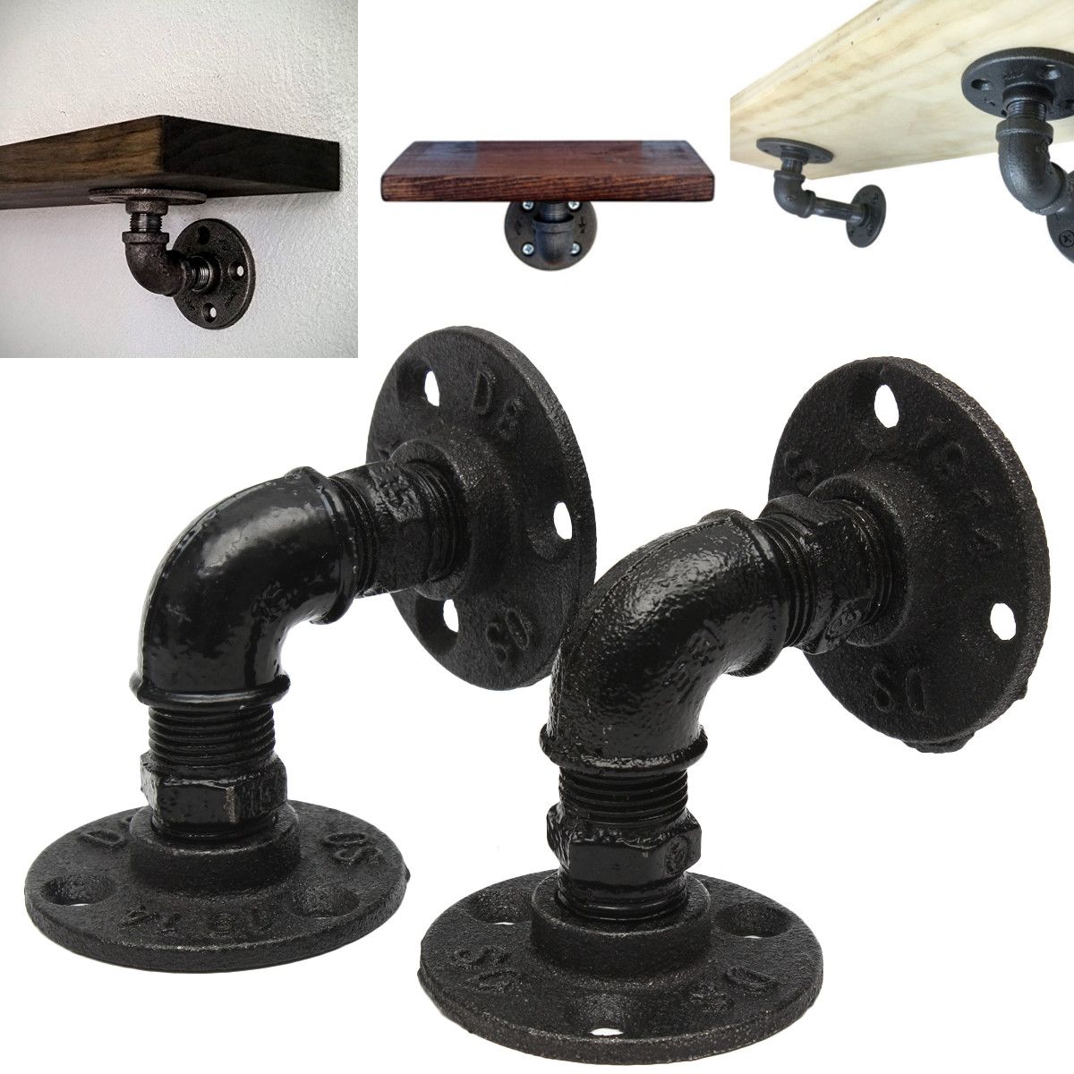 2Pcs-Vintage-Retro-Black-Iron-Industrial-Pipe-Shelf-Bracket-Home-Decoration-Storage-Holders-1150923