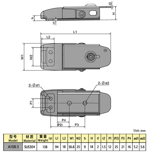 304-Stainless-Steel-Concealed-Toggle-Latch-Safety-Catch-Key-Locking-Spring-Loaded-1141159