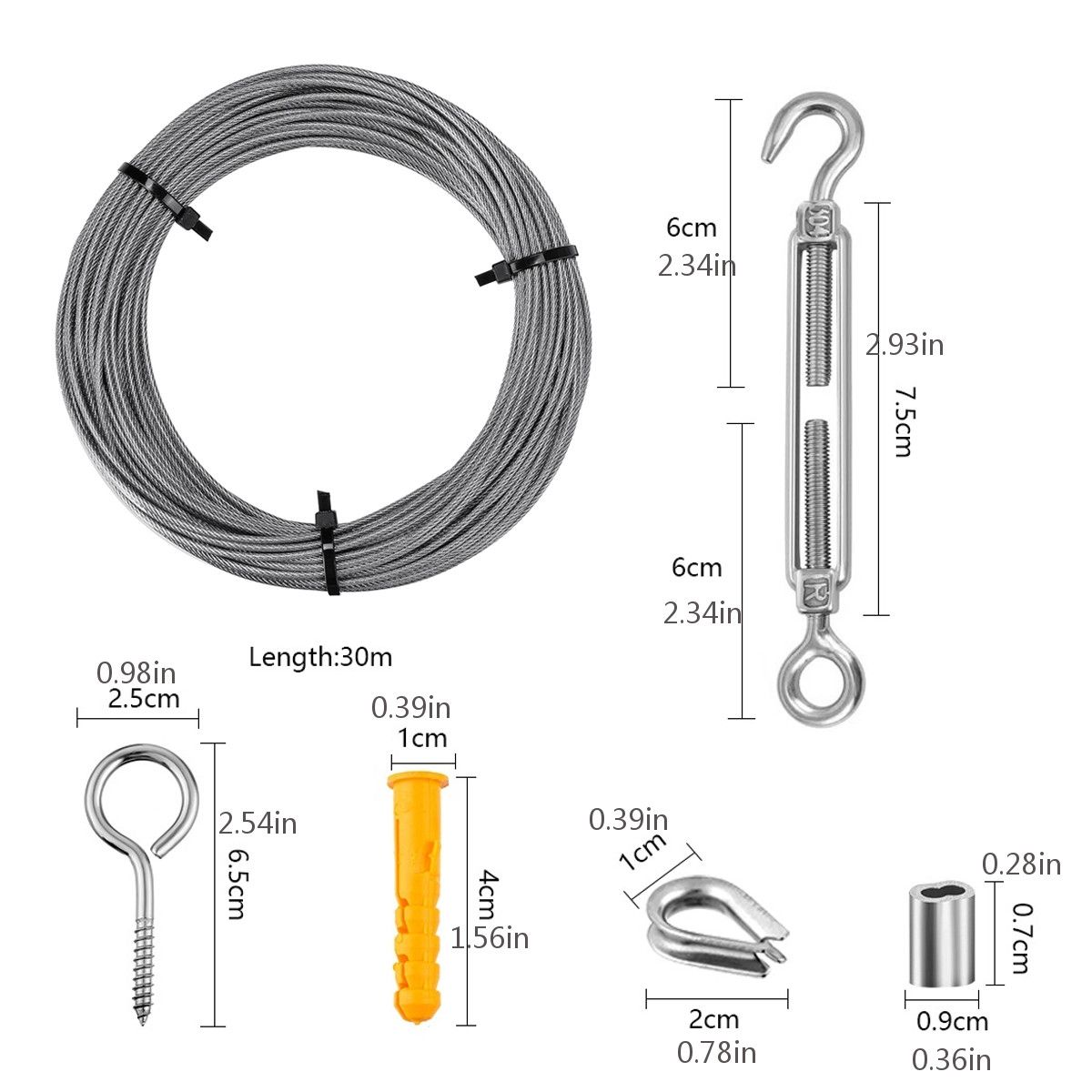 30m-Heavy-Duty-Wire-Rope-Cable-Hooks-Stainless-Steel-Turnbuckle-Cord-Hanging-Kit-1724236