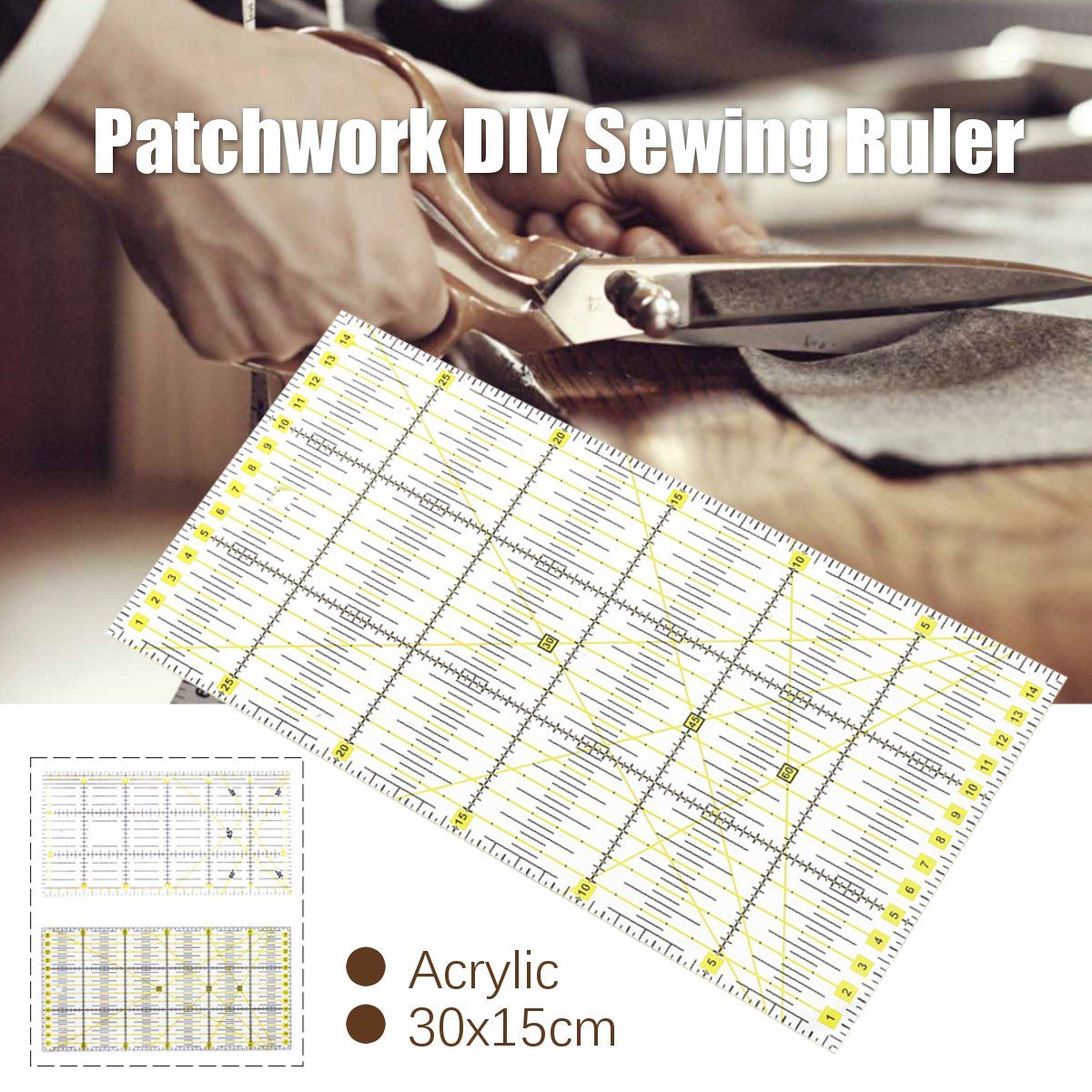 30x15cm-Acrylic-Patchwork-Sewing-Ruler-Fabric-Tailor-Craft-DIY-Measuring-Tool-1709551