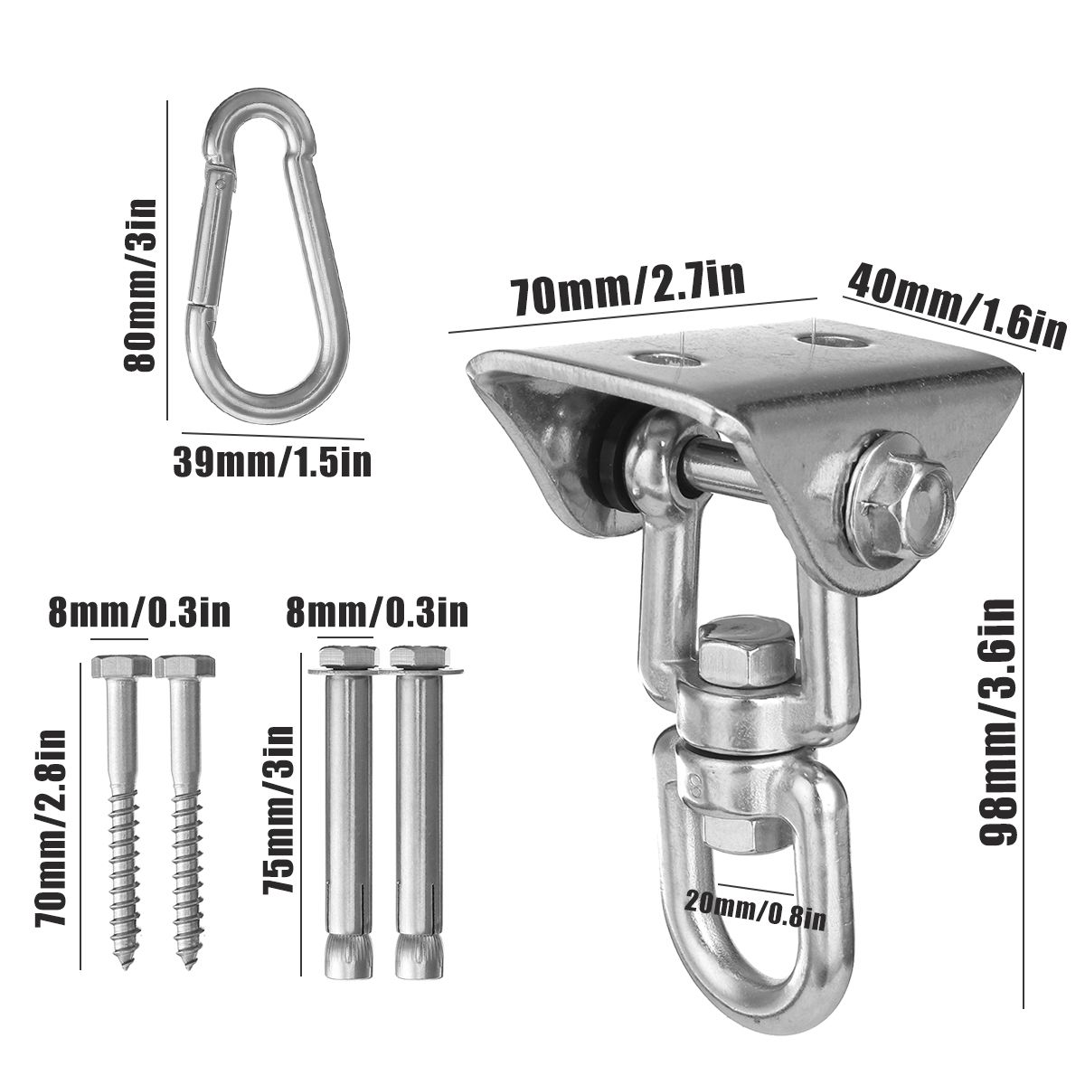 360deg-Hammock-Chair-Hanging-Kit-Ceiling-Mount-Spring-Snap-Swivel-Hooks-Hardware-1717360