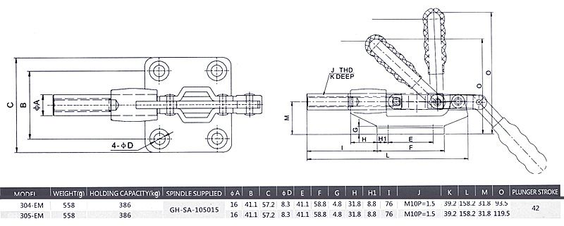 386Kg851Lbs-Quick-Push-Pull-Type-Toggle-Clamp-Straight-Line-Action-Clamp-42mm-Plunger-Stroke-1240770