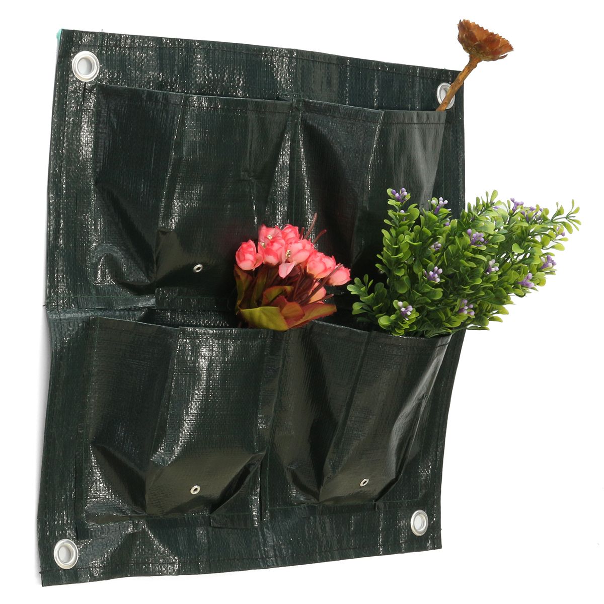 4-Pockets-Home-Garden-Balcony-Plant-Bags-Hanging-Flower-Pot-PE-Planting-Grow-Bag-1254017