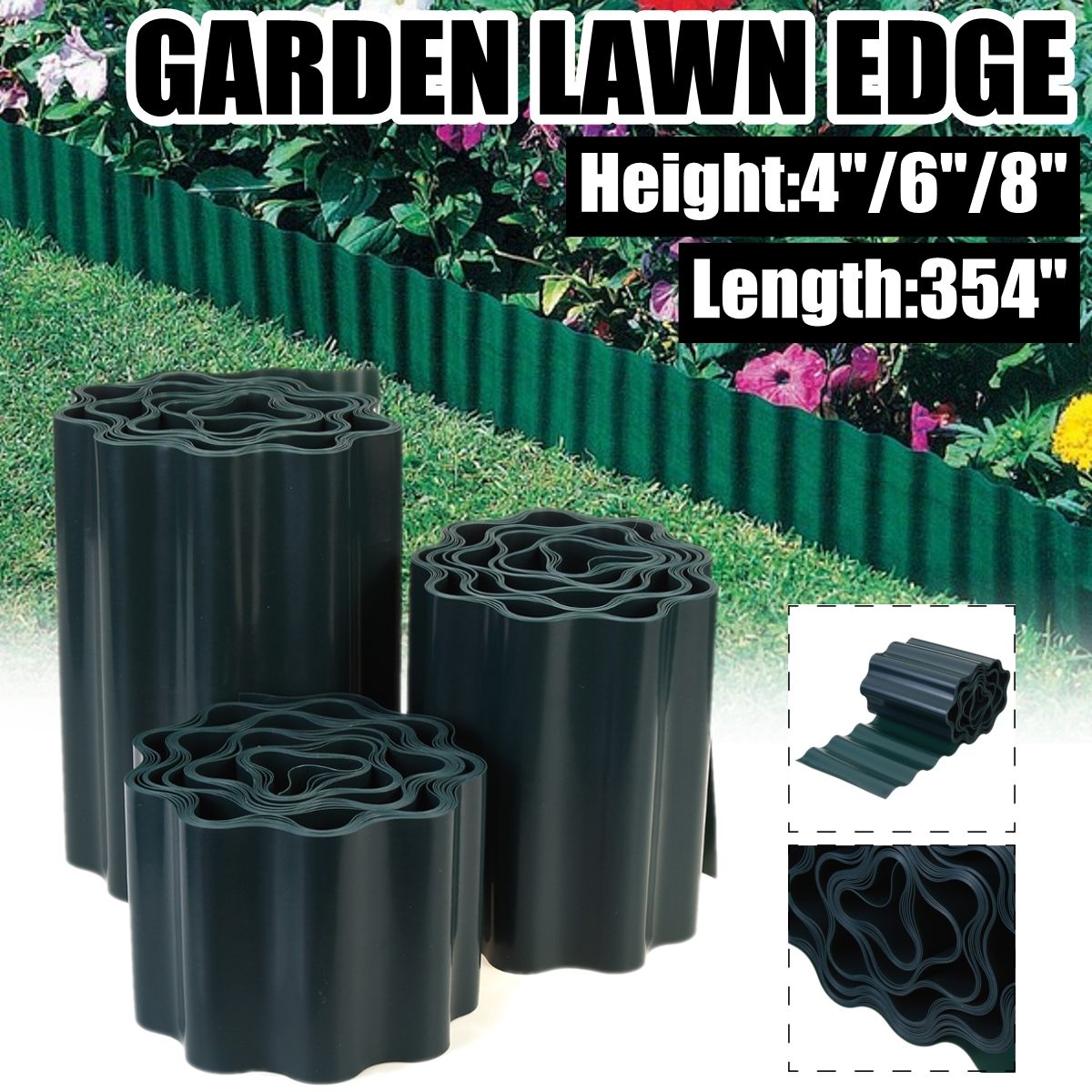 468-Green-Plastic-Lawn-Edging-Decorative-Fence-Path-Border-Plant-Beds-1713541