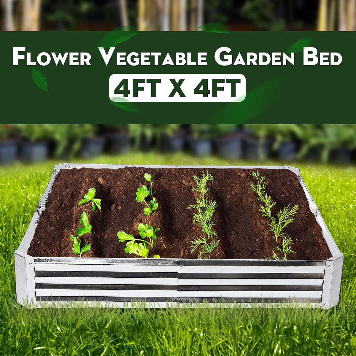 4FT-Folding-Raised-Metal-Garden-Bed-Vegetables-Galvanised-Plant-Flower-Pot-1571568