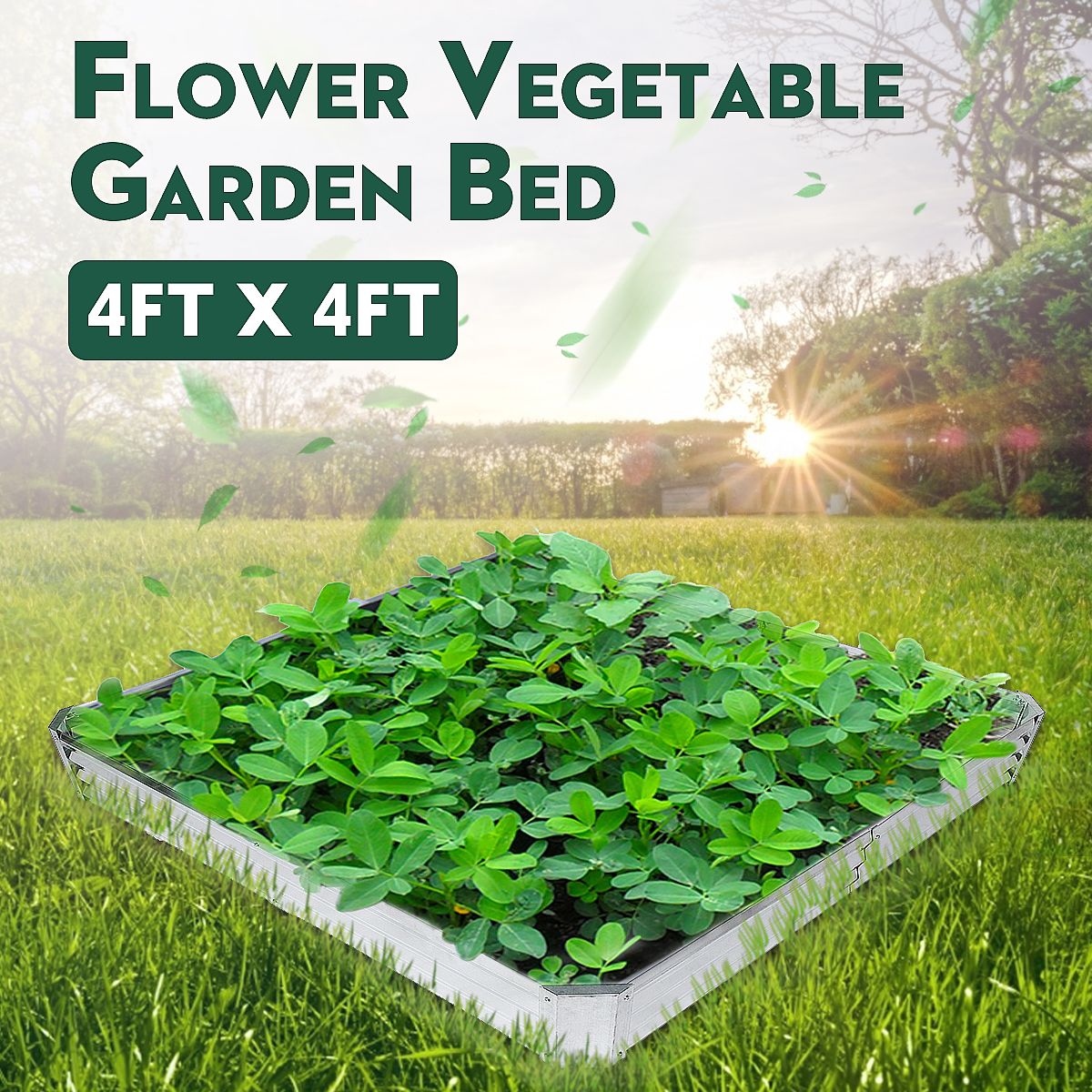 4FT-Folding-Raised-Metal-Garden-Bed-Vegetables-Galvanised-Plant-Flower-Pot-1571568