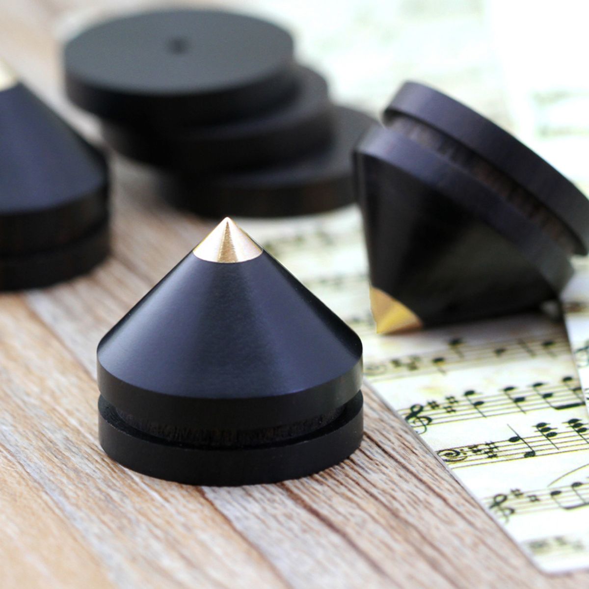 4Pcs-Ebony-Speaker-Spike-Isolation-Stand-Wooden-Copper-Tip-Feet-Spike-with-23mm-Base-Pad-1390545