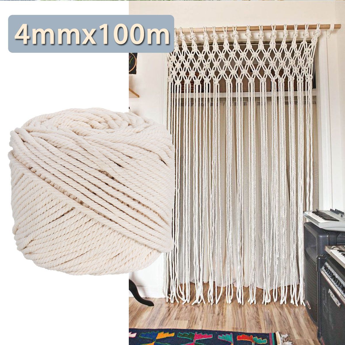 4mmx100m-Natural-Beige-Cotton-Twisted-Cord-Rope-DIY-Craft-Macrame-Woven-String-Braided-Wire-1394850