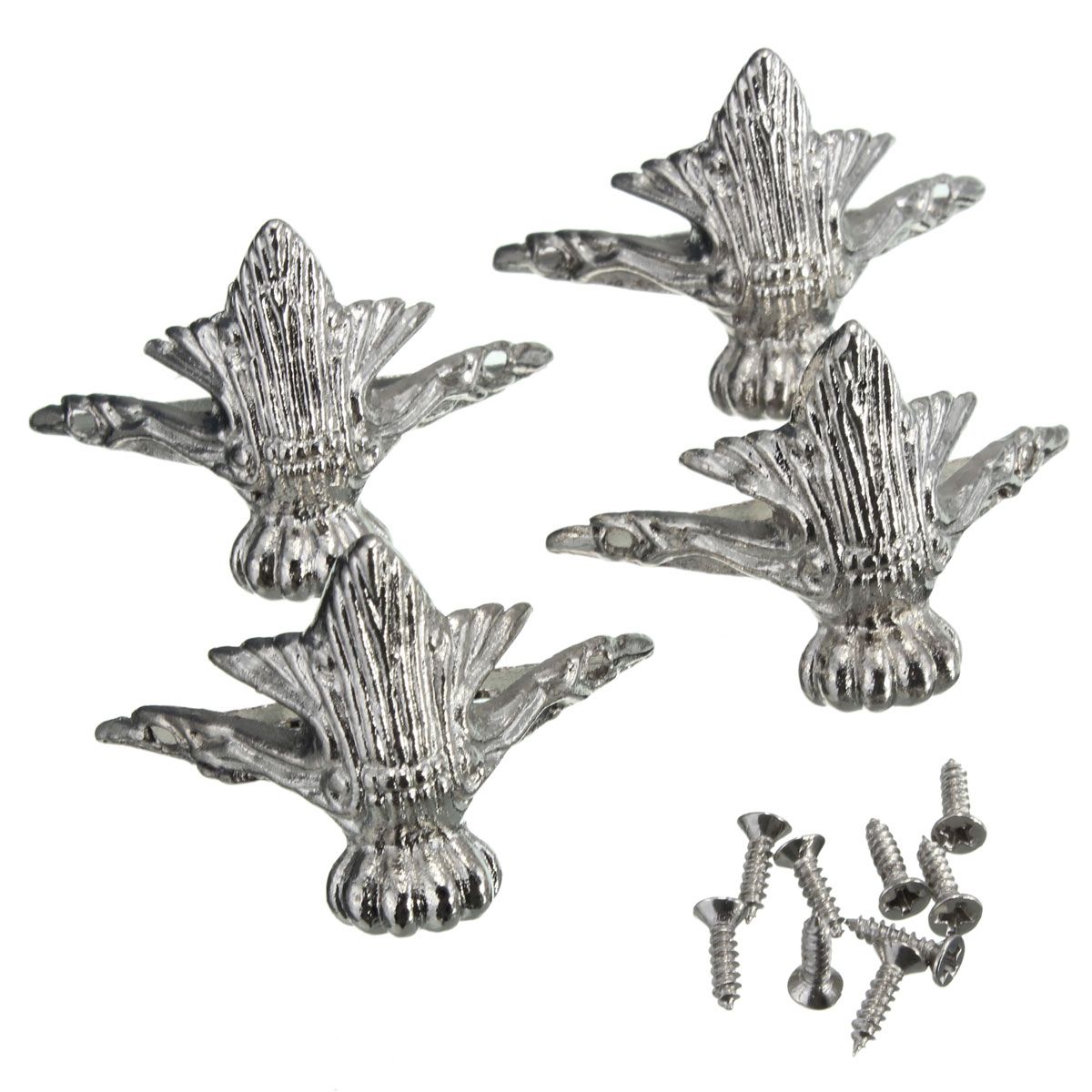 4pcs-Silver-Furniture-Feet-Wood-Box-Zinc-Alloy-Corner-Protectors-Kit-With-Screws-1057211