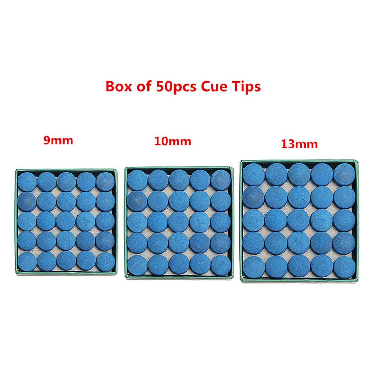 50Pcs-Glue-on-Pool-Billiards-Leather-Blue-Cue-Tips-Box-Game-Sport-9mm-10mm-13mm-1286214