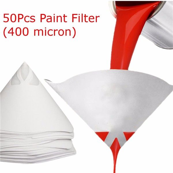 50pcs-95x16cm-Paper-Paint-Strainer-Funnel-Nylon-Filter-Conical-Mesh-White-1112354