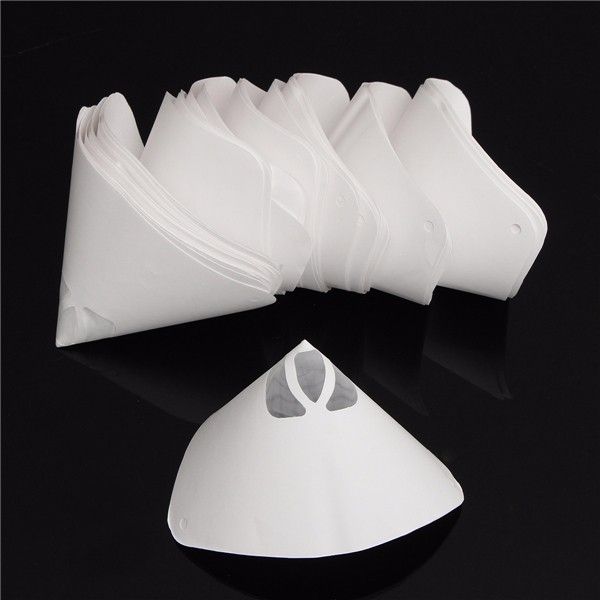 50pcs-95x16cm-Paper-Paint-Strainer-Funnel-Nylon-Filter-Conical-Mesh-White-1112354