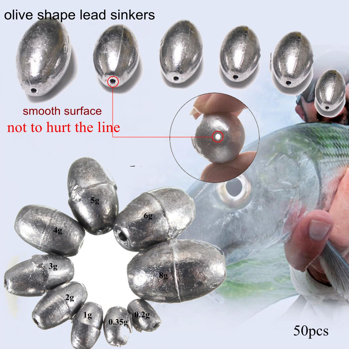 50pcs-Metal-Olive-Shape-Leads-Sinkers-Fishing-Sinker-Pure-Lead-Making-Sea-Fishing-Sinker-Tackle-1341166