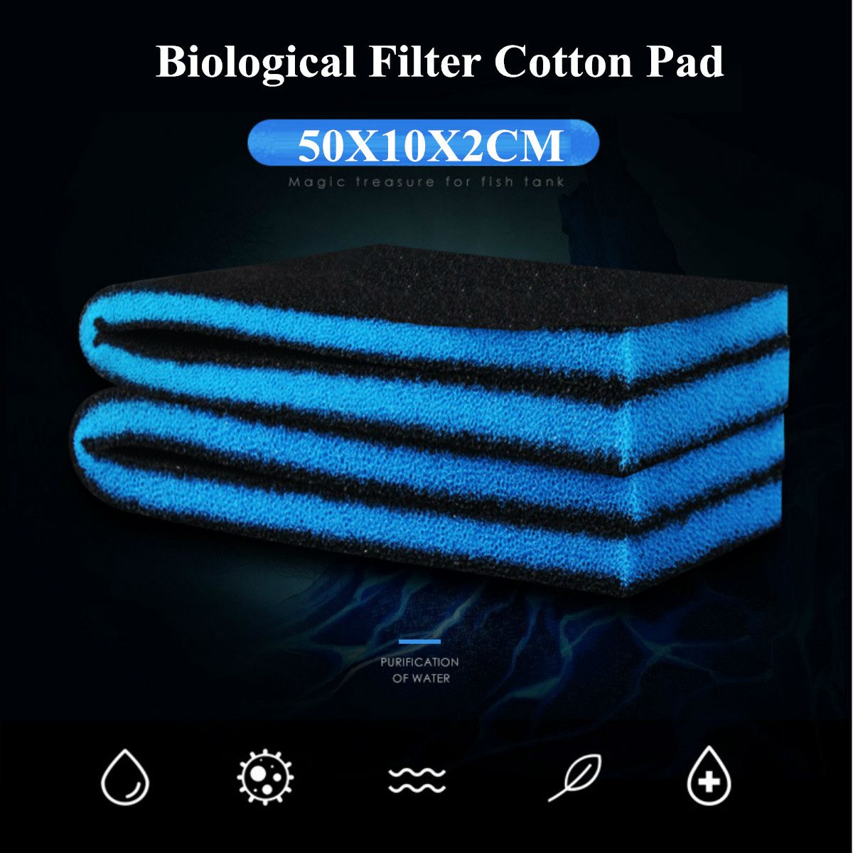 50x10cm-Double-Layer-Aquarium-Biological-Fish-Tank-Foam-Filter-Cotton-Pad-Sponge-1516979