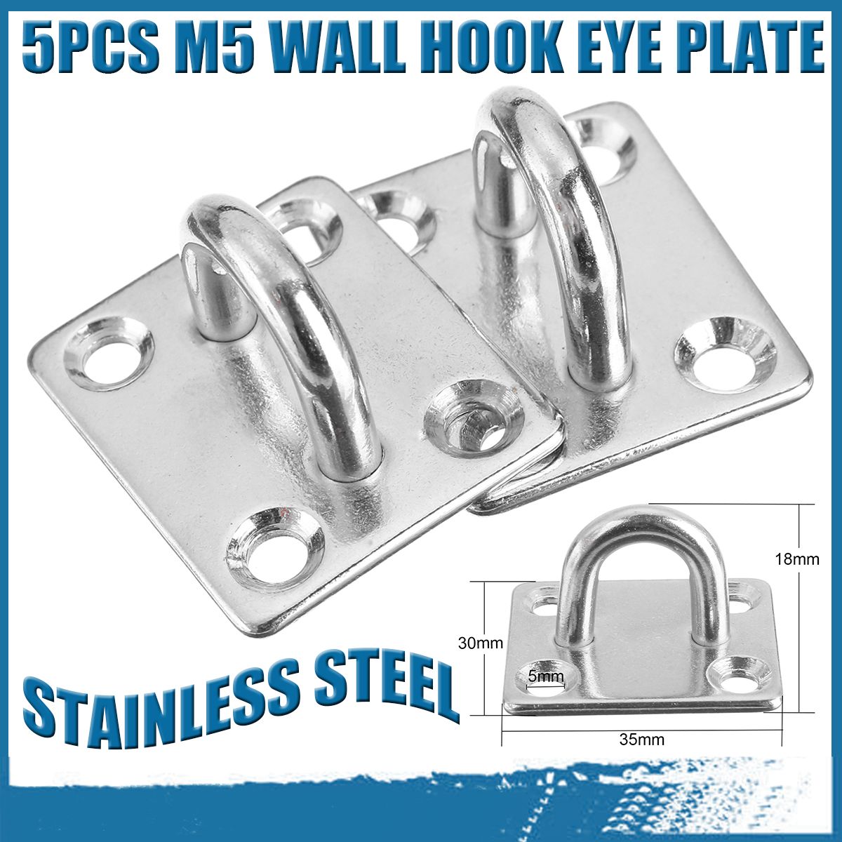 5PCS-304-Stainless-Steel-Pad-Eye-Plate-Marine-Boat-Hardware-Hook-M5-Heavy-Duty-1702649