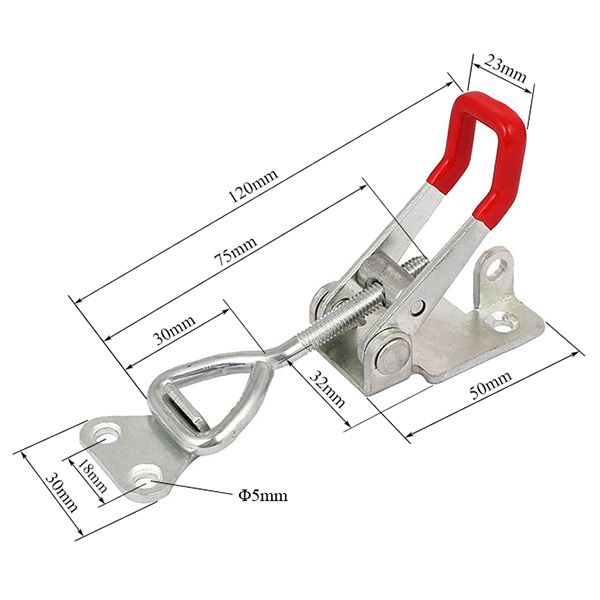 5Pcs-180Kg397Lbs-Quick-Latch-Type-Toggle-Clamp-Catch-Adjustable-Lever-Handle-1146469