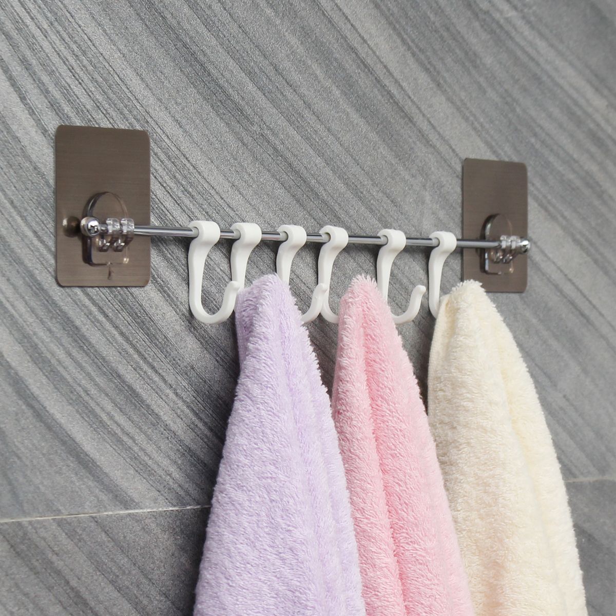 6-Hook-Vacuum-Sticker-Stainless-Steel-Towel-Holder-Rack-Bathroom-Non-marking-Wall-MECO-1331605