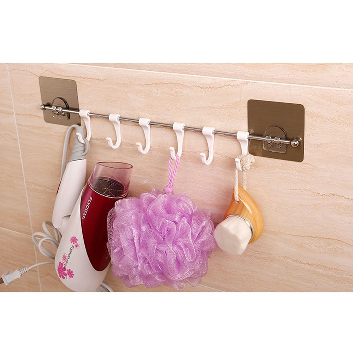 6-Hook-Vacuum-Sticker-Stainless-Steel-Towel-Holder-Rack-Bathroom-Non-marking-Wall-MECO-1331605