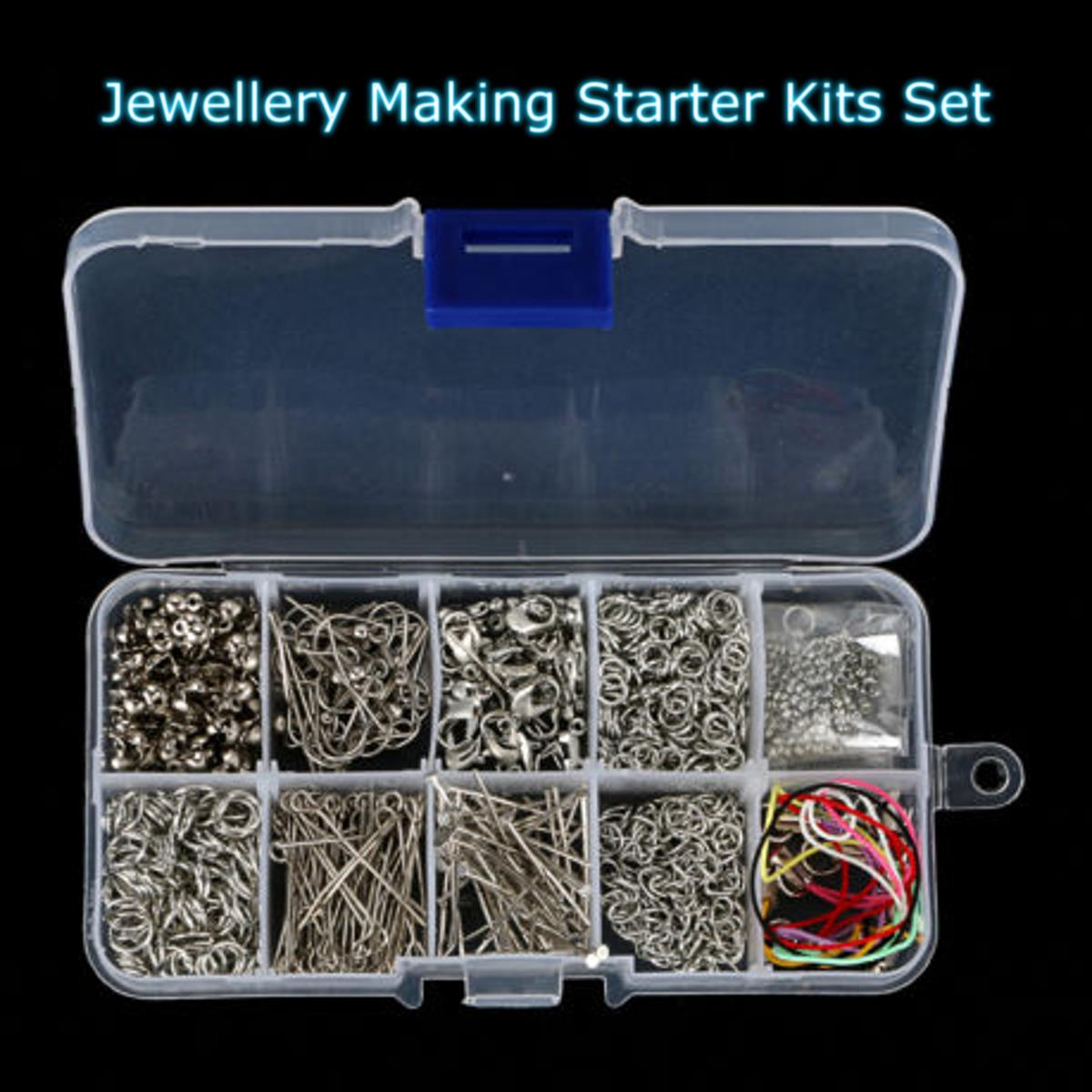 610Pcs-Handmade-Jewelry-Tools-Kits-Head-Pins-Chains-Findings-Accessories-Silver-with-Box-1248053