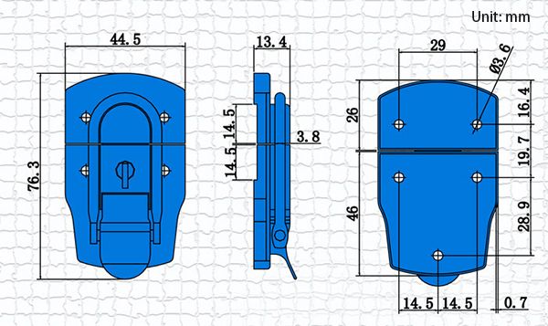 6405B-76times45mm-Chrome-Plated-Drawbolt-Closure-Latch-Case-Latch-Key-Locking-1145008