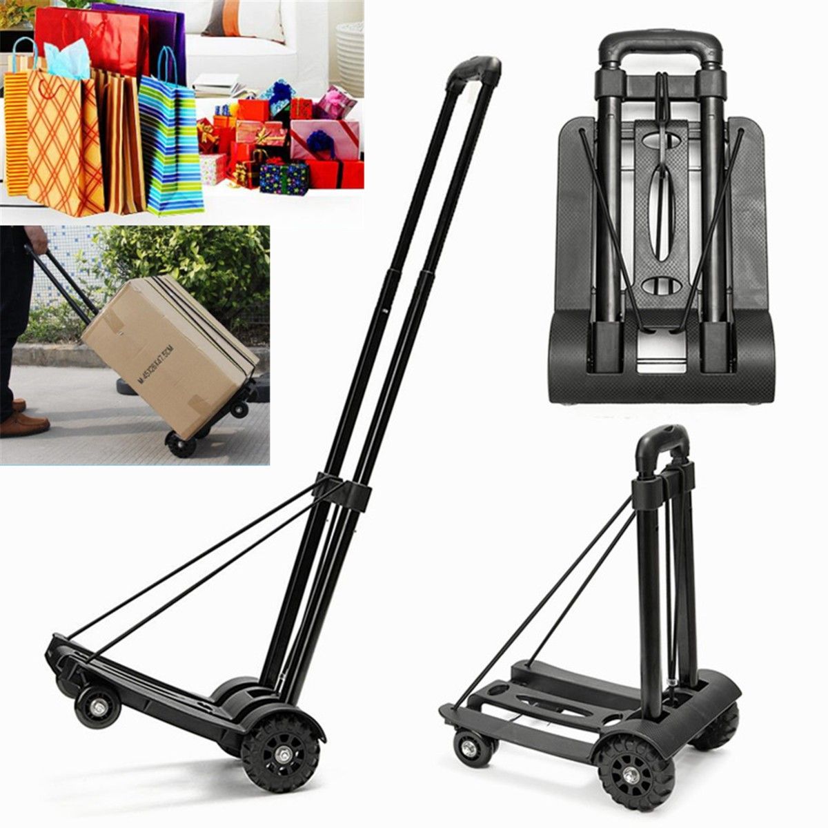 75KG-Four-wheel-Heavy-Duty-Light-Folding-Foldable-Hand-Sack-Truck-Barrow-Luggage-Tool-Cart-Trolley-1619535