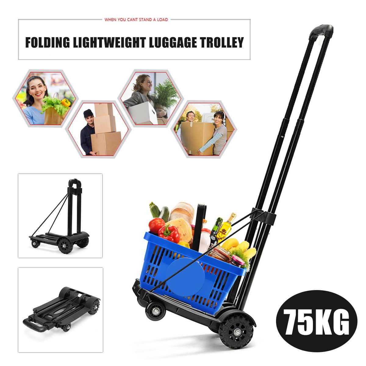 75KG-Four-wheel-Heavy-Duty-Light-Folding-Foldable-Hand-Sack-Truck-Barrow-Luggage-Tool-Cart-Trolley-1619535