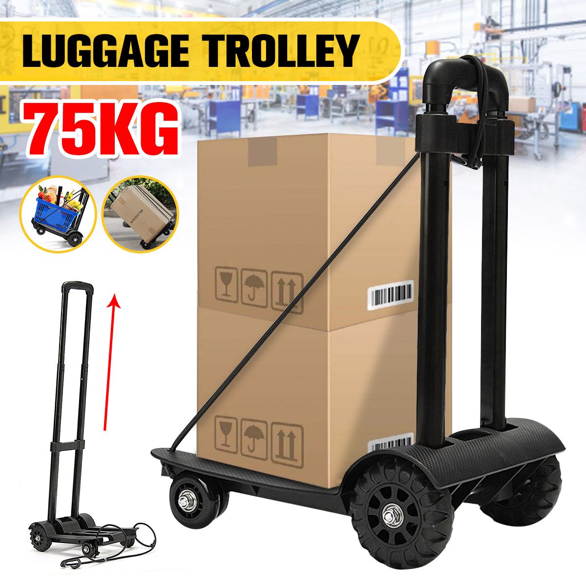 75KG-Four-wheel-Heavy-Duty-Light-Folding-Foldable-Hand-Sack-Truck-Barrow-Luggage-Tool-Cart-Trolley-1619535