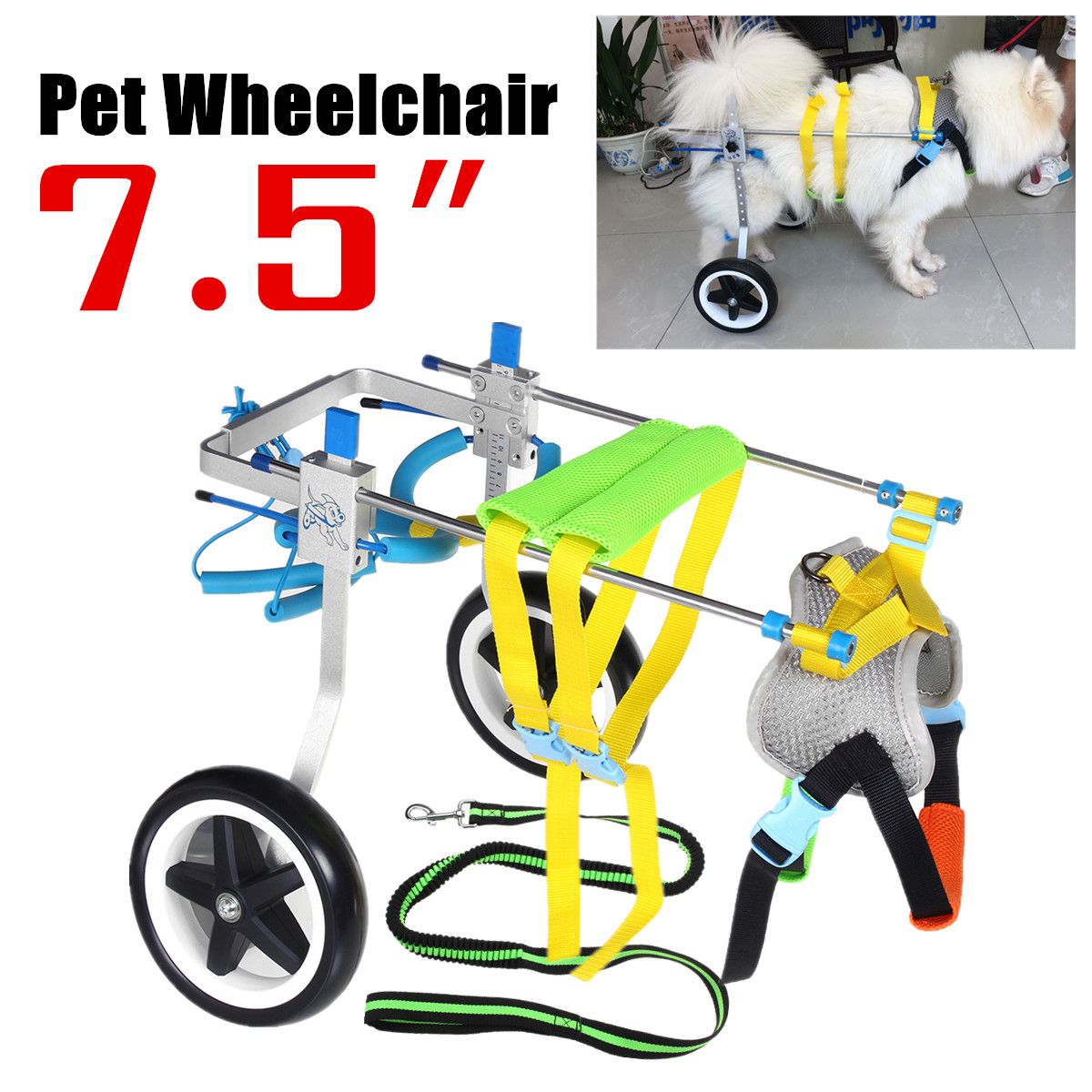 75quot-Aluminium-Pet-Dog-Wheelchair-Walk-Assistant-Tool-Cart-For-Handicapped-Hind-Leg-1570092