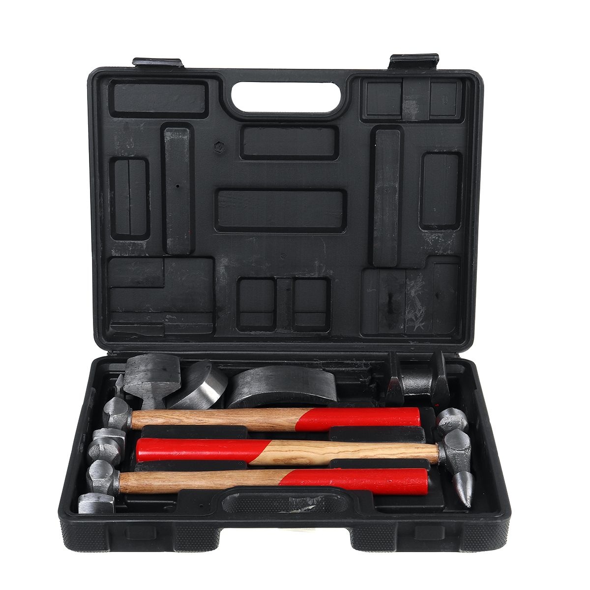 7PCS-Large-Black-Car-Dent-RepairRemoval-Hammer-Set-With-Portable-Tool-Box-Kits-1763381