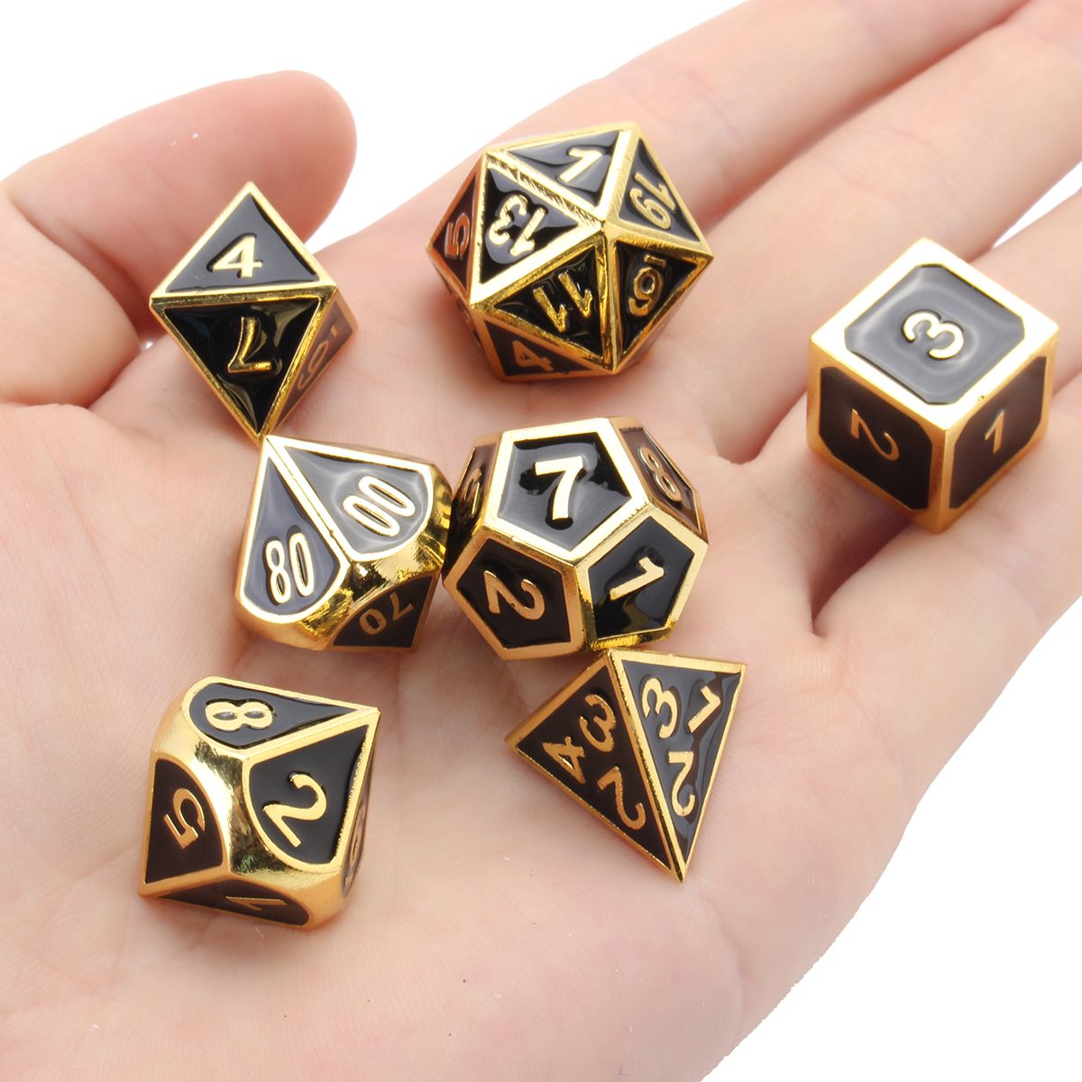 7Pcs-Gold-Dice-Zinc-Alloy-Metal-Polyhedral-Role-Multi-sided-D4-D20-with-Bags-1254615