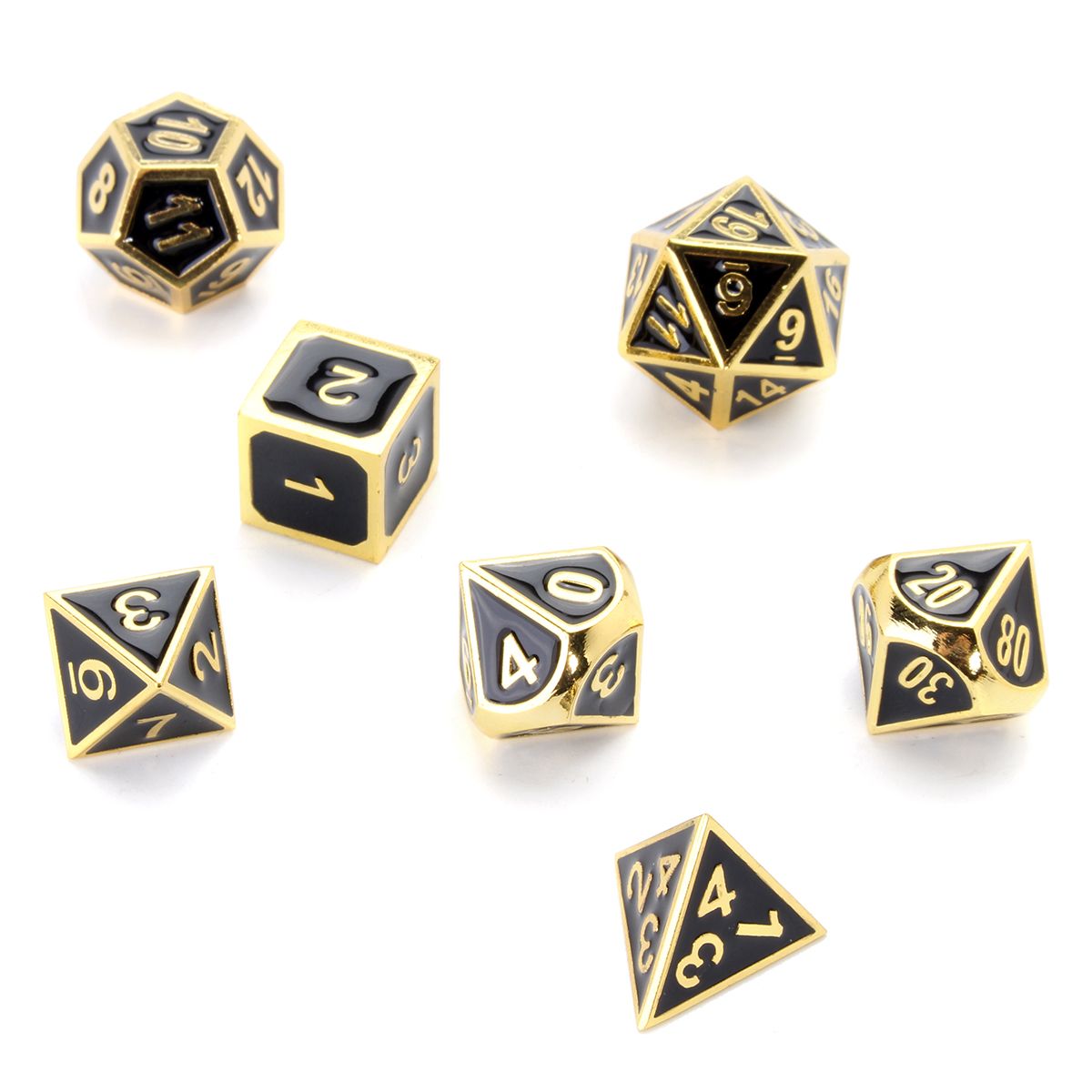 7Pcs-Gold-Dice-Zinc-Alloy-Metal-Polyhedral-Role-Multi-sided-D4-D20-with-Bags-1254615