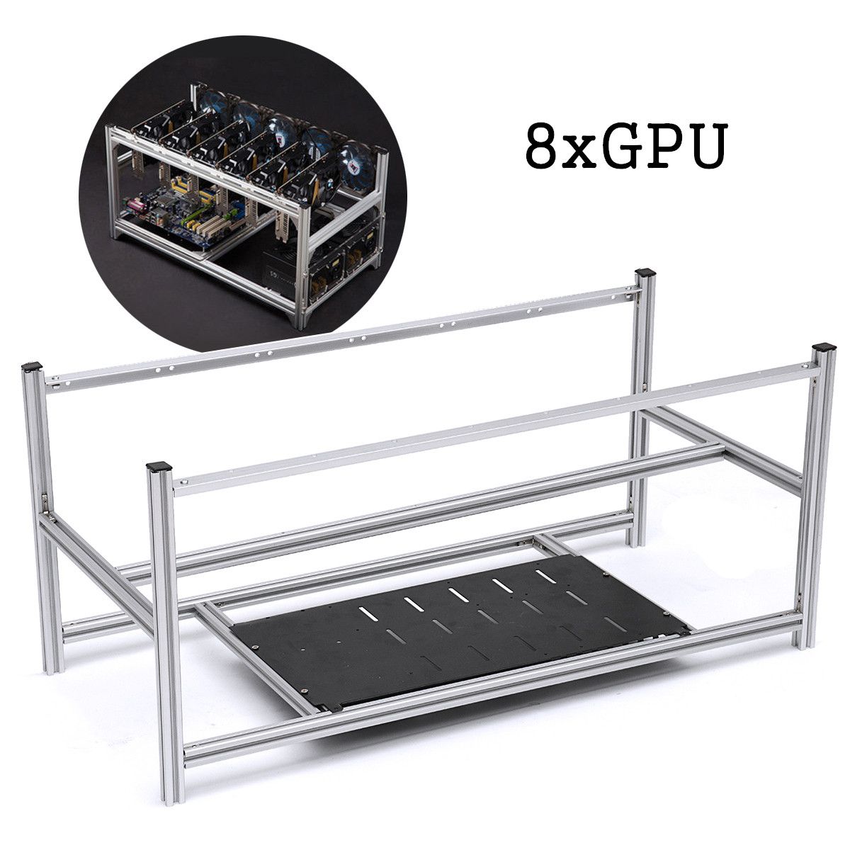 8-GPU-Crypto-Coin-Aluminum-Open-Air-Frame-Mining-Miner-Rig-Case-Mining-Frame-Stackable-1259726