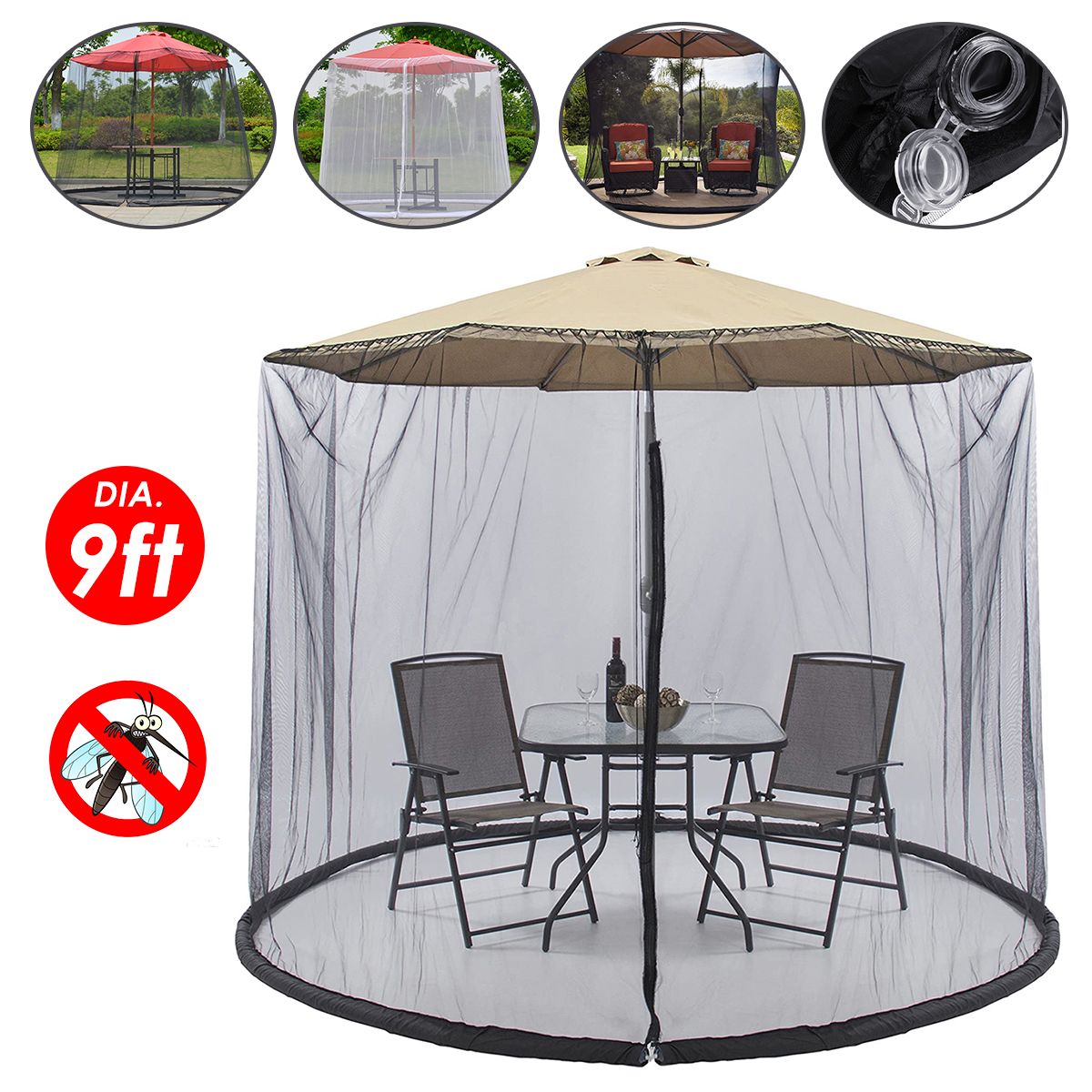 9ft-Garden-Outdoor-Patio-Umbrella-Table-Screen-Cover-Net-Mosquito-Insect-Net-1751979