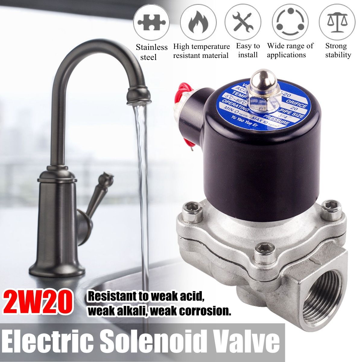 AC-220V-Electric-Solenoid-Valve-2W20-Stainless-Steel-For-Water-Gas-Air-Oil-1346635