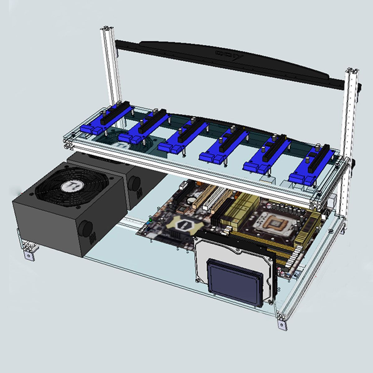 Aluminum-Open-Air-Mining-Rig-Stackable-Frame-Case-With-4-Fans-For-6-GPU-ETH-BTC-1258077