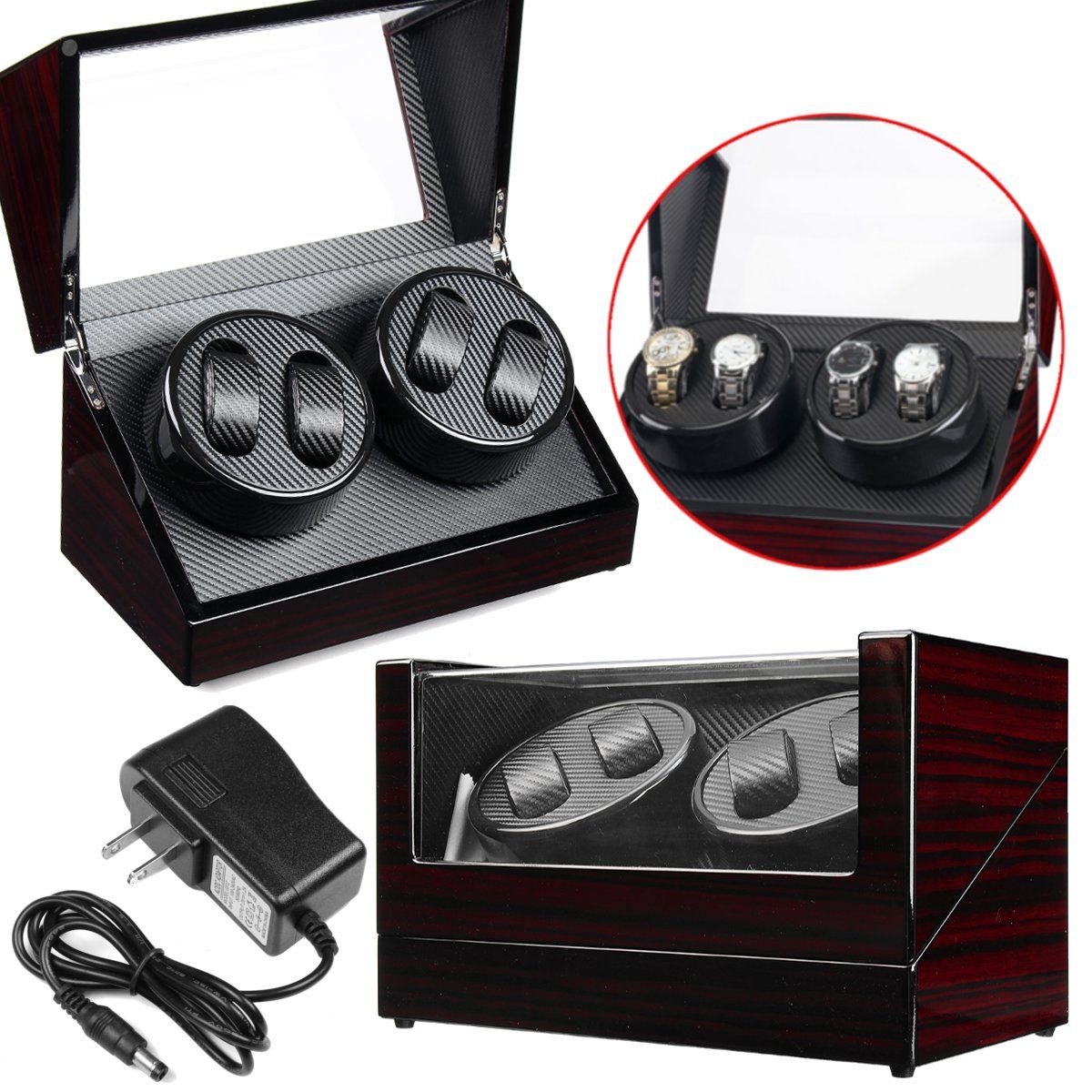 Automatic-Watch-Winder-Carbon-Fiber-Jewelry-Storage-Case-Watches-Display-Box-2-Unites-1232086