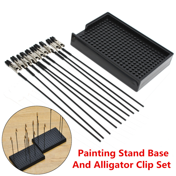 Black-Painting-Stand-Base-with-10Pcs-Alligator-Clips-Model-Spraying-Modeling-Tools-1129818