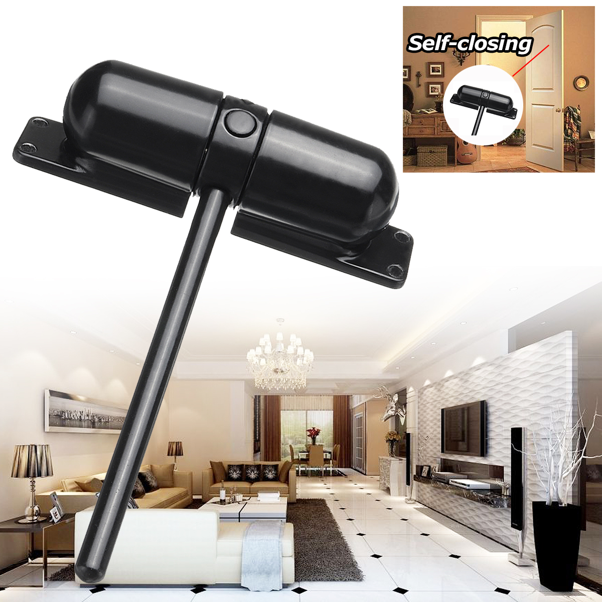 Black-Surface-Mounted-Door-Gate-Adjustable-Spring-Closer-Indoor-and-Outdorr-Use-1261683